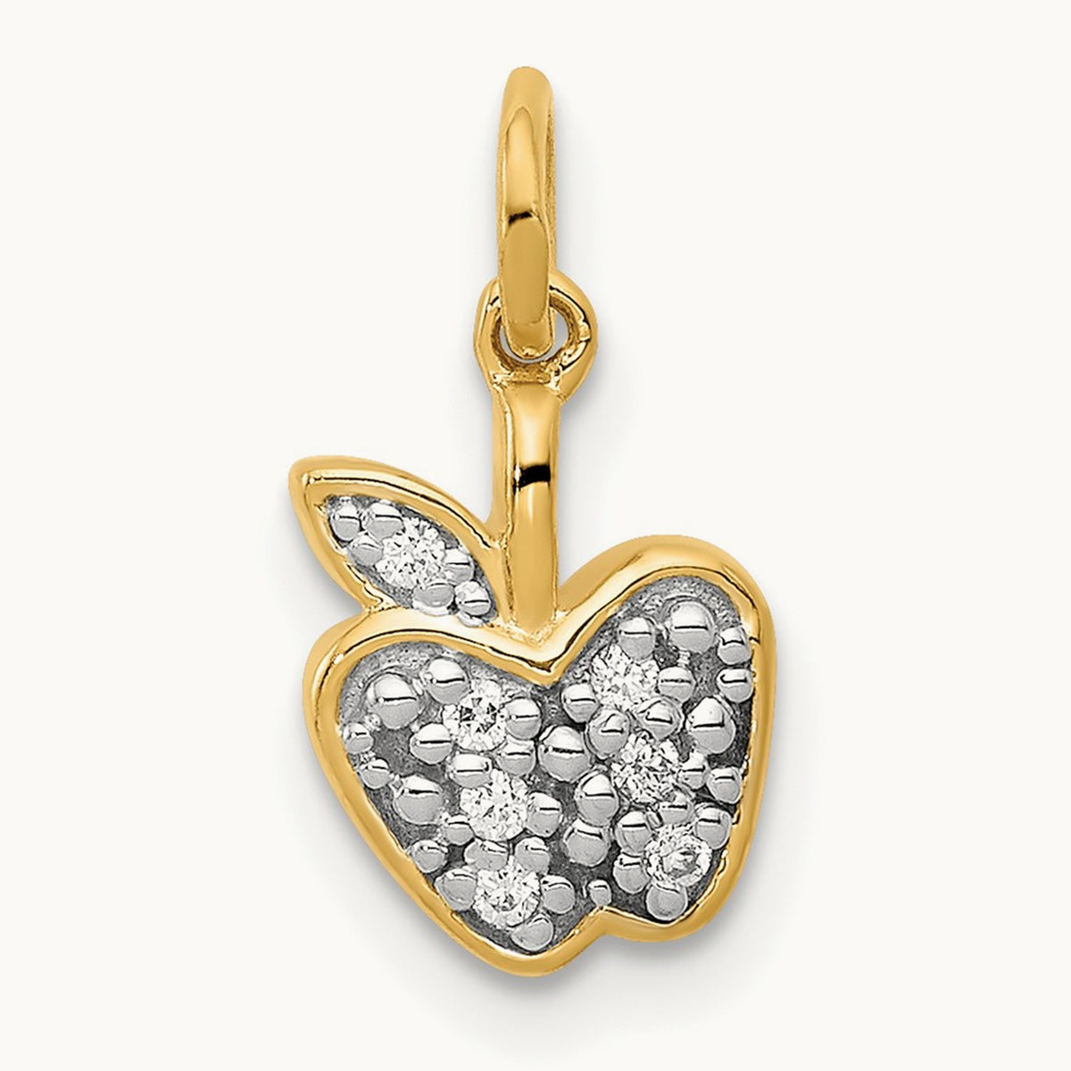Diamond Apple Charm — 14K Yellow Gold