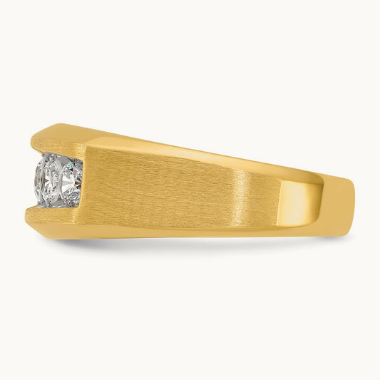 IBGoodman Men's Polished and Satin 5-Stone Diamond Ring, 14K
