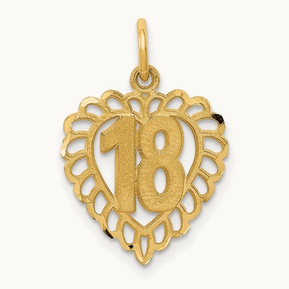18 Heart Charm, 14K