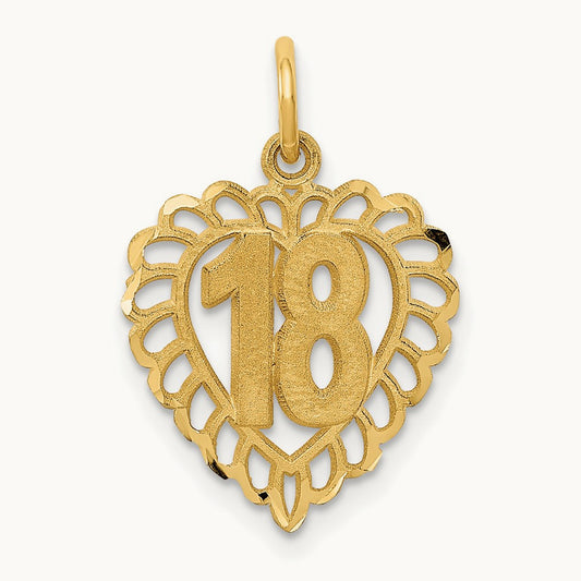 18 Heart Charm, 14K