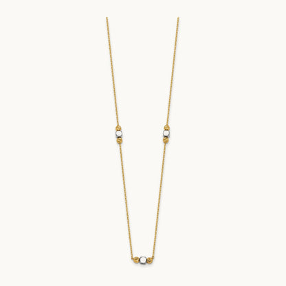 Polished Diamond-cut Bead Fancy w/2in ext. Necklace, 14K Two-tone