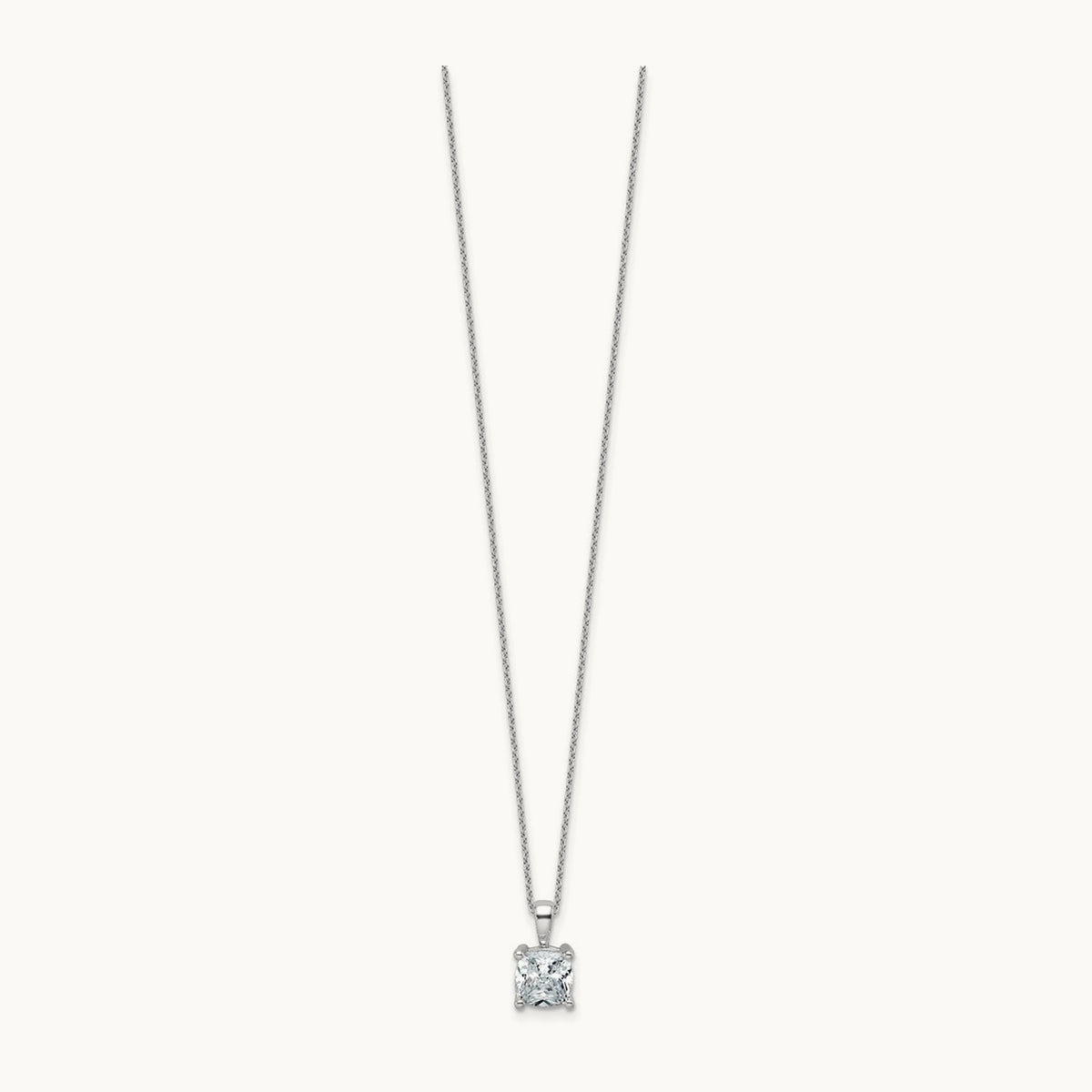 Cushion Pendant Necklace, 0.50-2.00 ct tw Lab-Grown Diamond — 2 ct, 14K White Gold