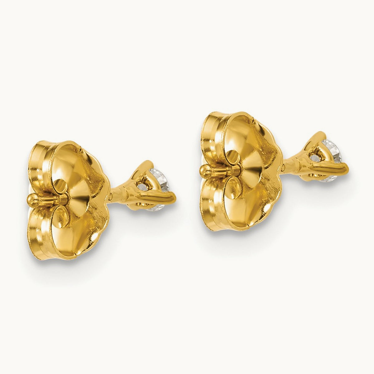 Round Stud Earrings, 0.10-6.00 ct tw Lab-Grown Diamond — 1/10 ct, VS (Best), push back, 18K Yellow Gold