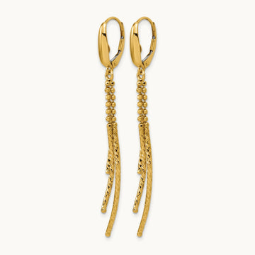 Polished and Dia-cut 3-strand Bar leverback Earrings, 14K — Leslie's