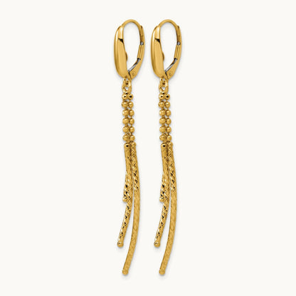 Polished and Dia-cut 3-strand Bar leverback Earrings, 14K — Leslie's