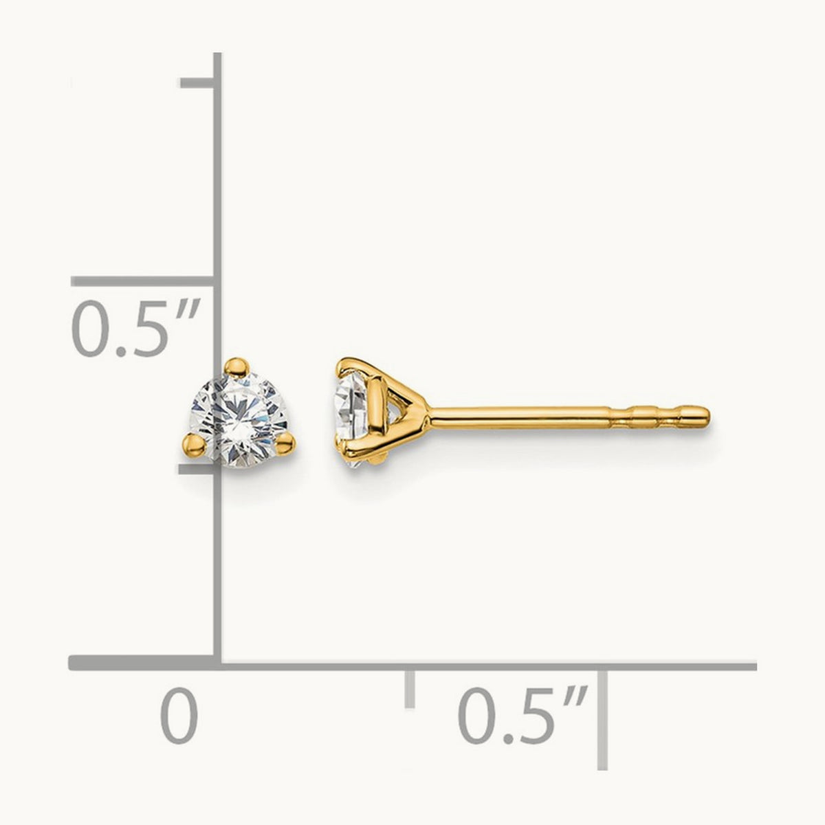 Round Stud Earrings, 0.10-6.00 ct tw Lab-Grown Diamond — 1/4 ct, 18K Yellow Gold