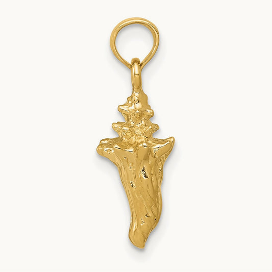 3-D Conch Shell Pendant, 14K