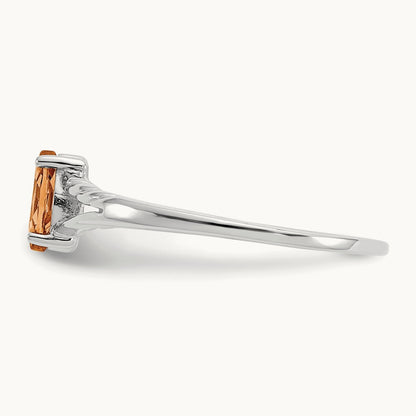 Citrine Birthstone Ring, 14K White Gold