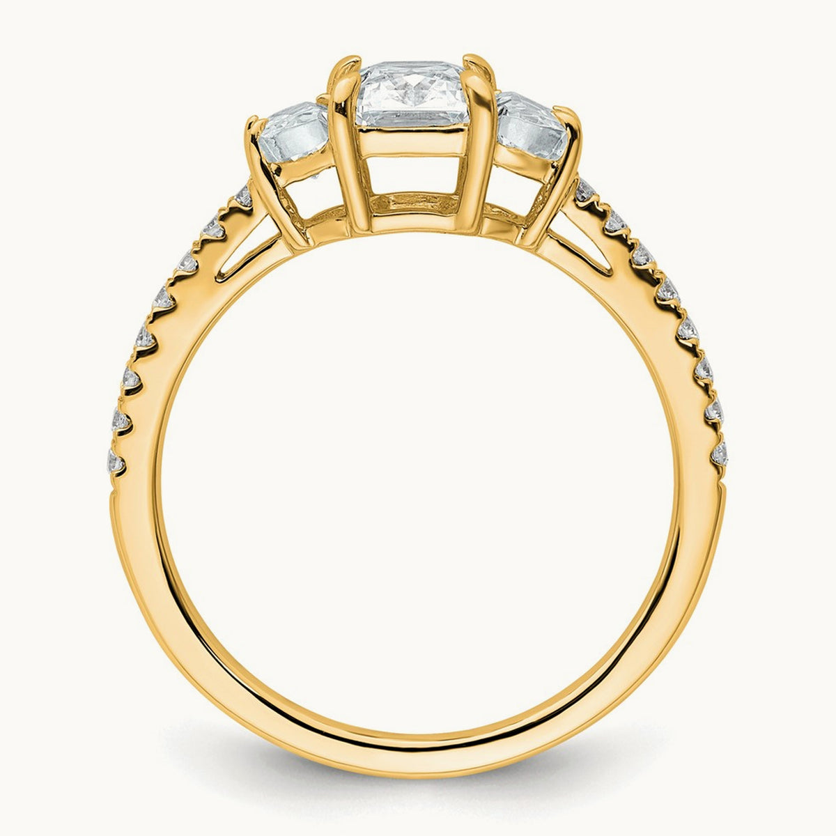 Radiant 3 Stone Engagement Ring, 1.50 ct tw Lab-Grown Diamond — VS (Best), 14K Yellow Gold