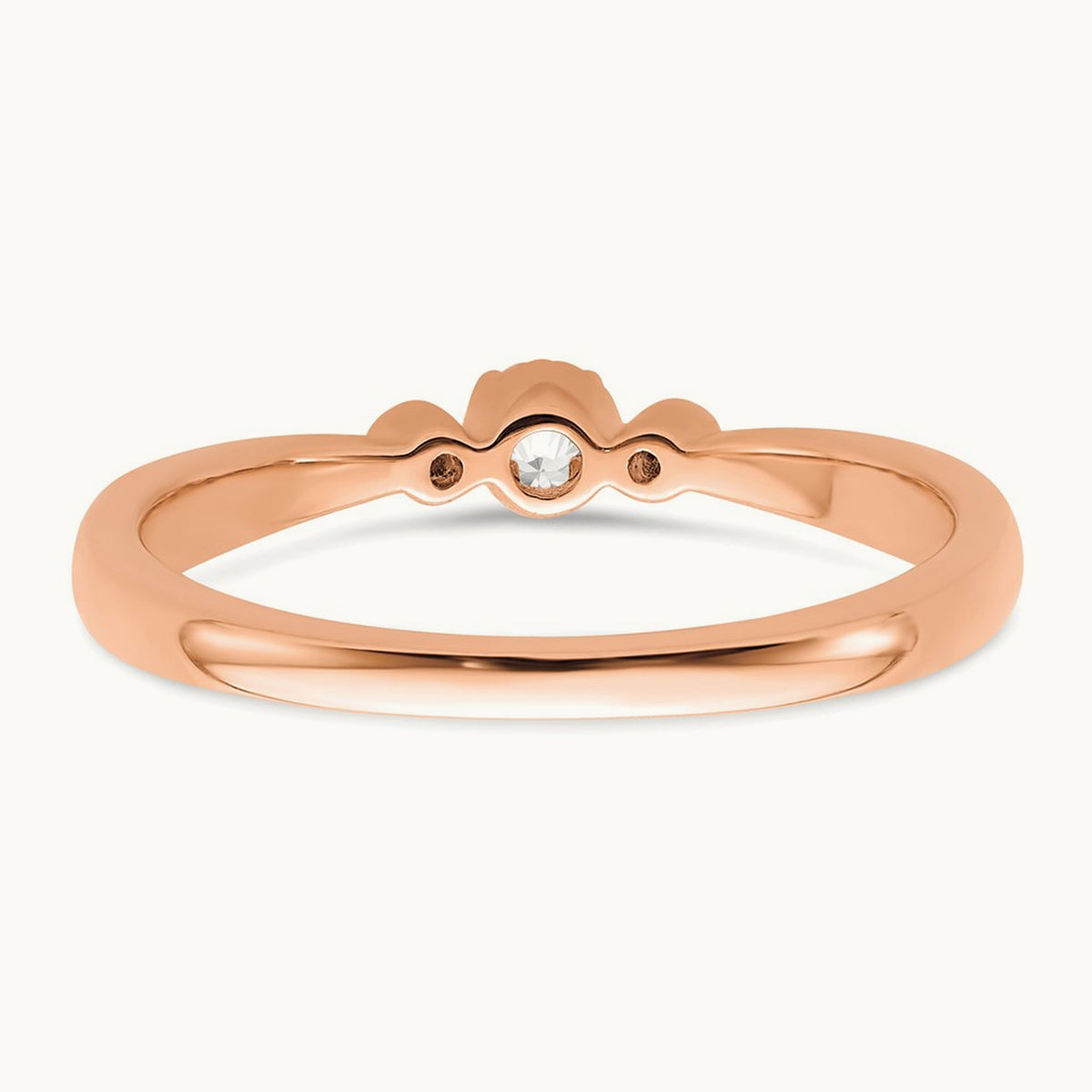 Petite Beaded Edge Round Complete Diamond Ring — 14K Rose Gold, 0.1 ct, 7