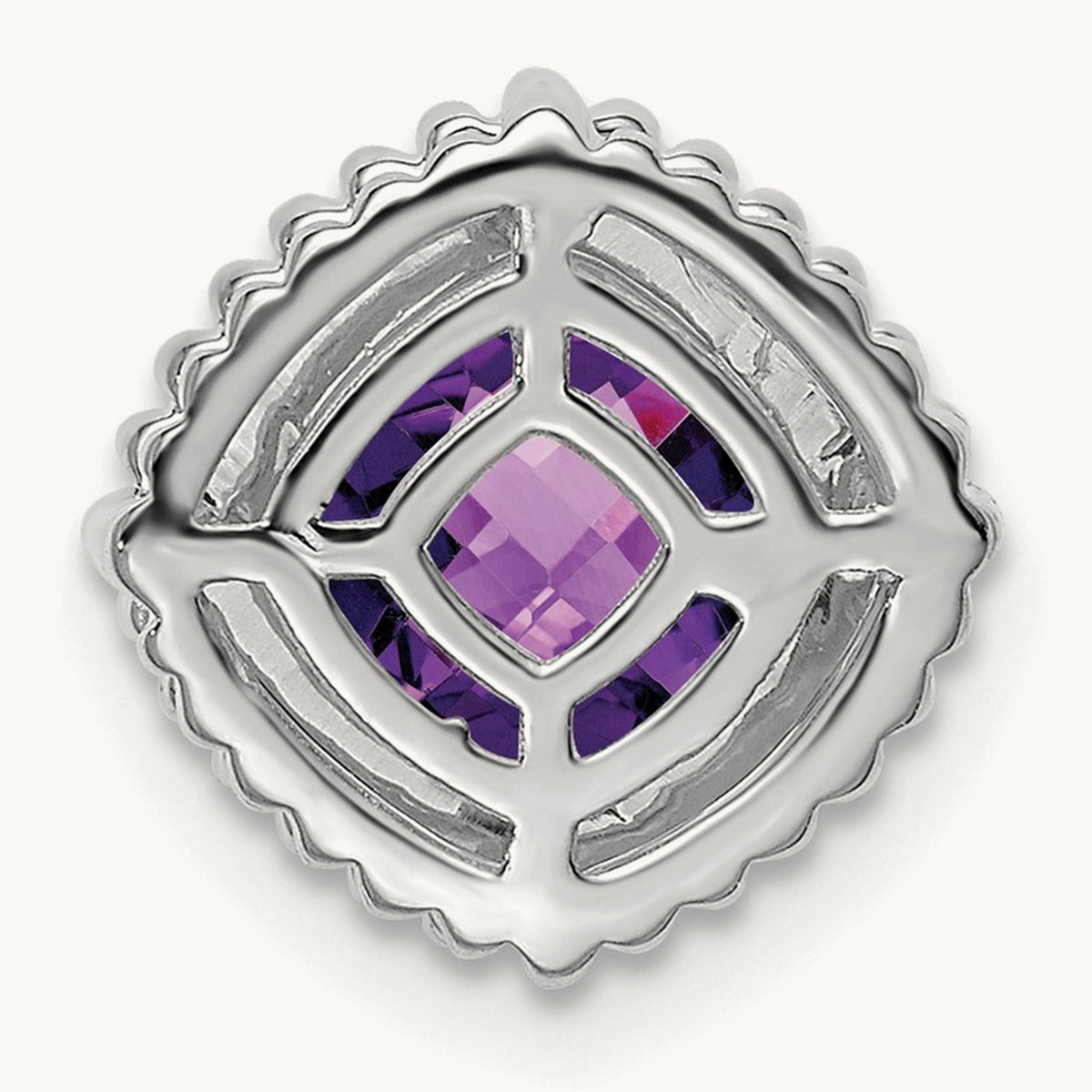 Cushion Amethyst Chain Slide, 14K White Gold