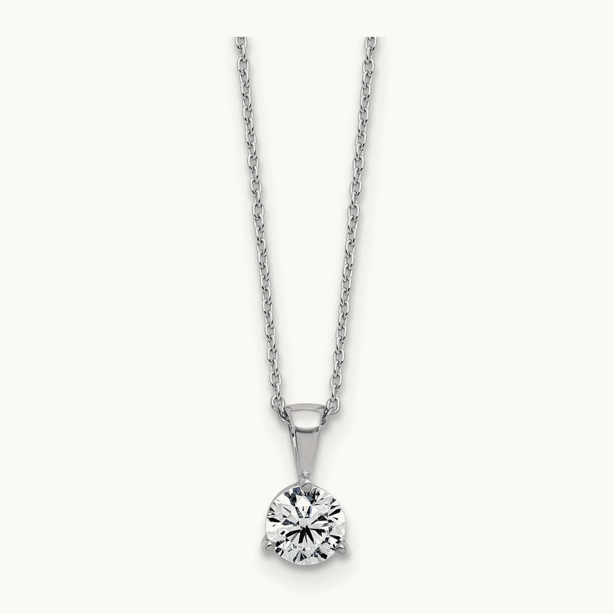 Solitaire Pendant Necklace, 1/5-1 ct Lab-Grown Diamond — 14K White Gold