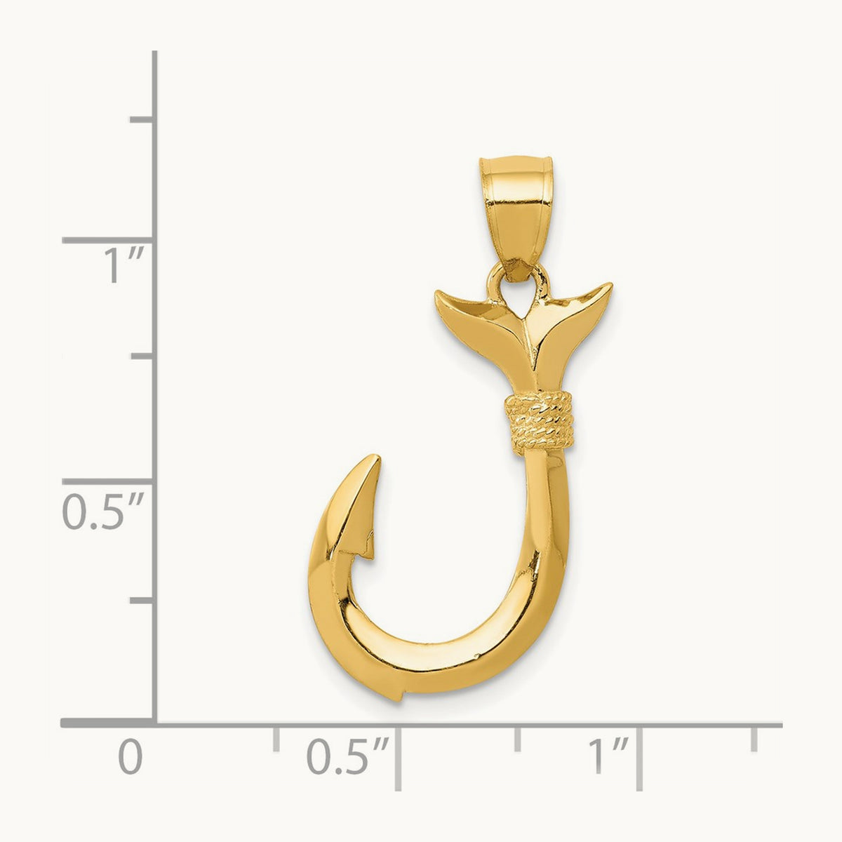 3D Whale Tail Hook Pendant — 28mm