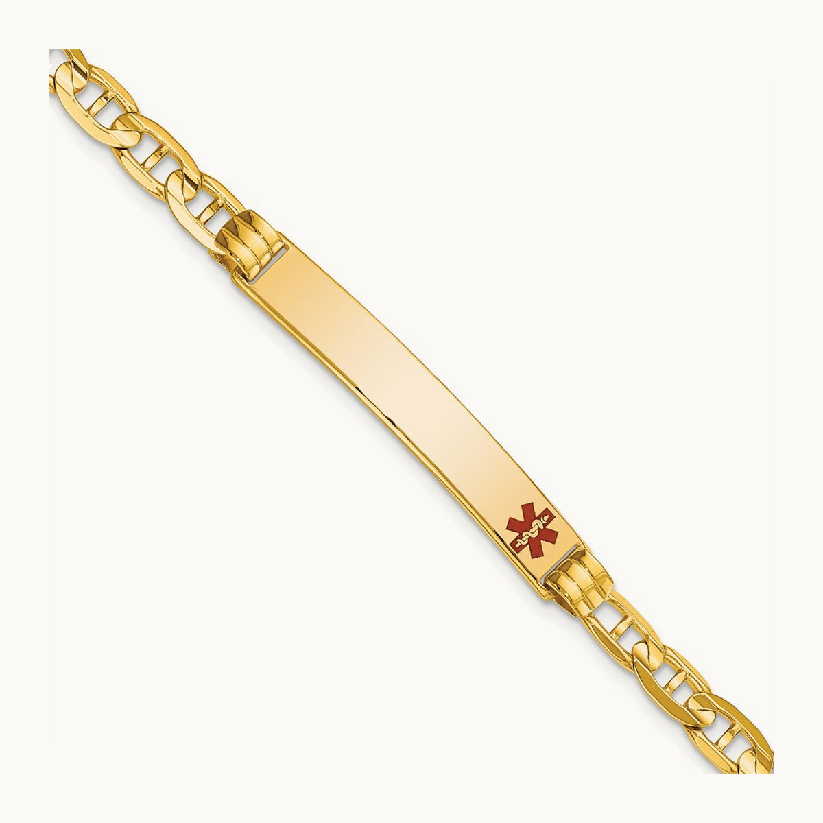 Medical Red Enamel Anchor ID Bracelet — 7mm