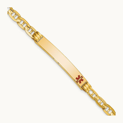 Medical Red Enamel Anchor ID Bracelet — 7mm