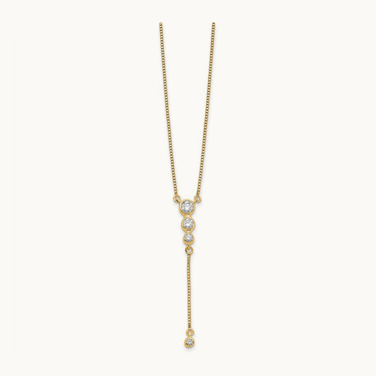 Diamond 3-stone w/dangle 18 inch Necklace, 14K