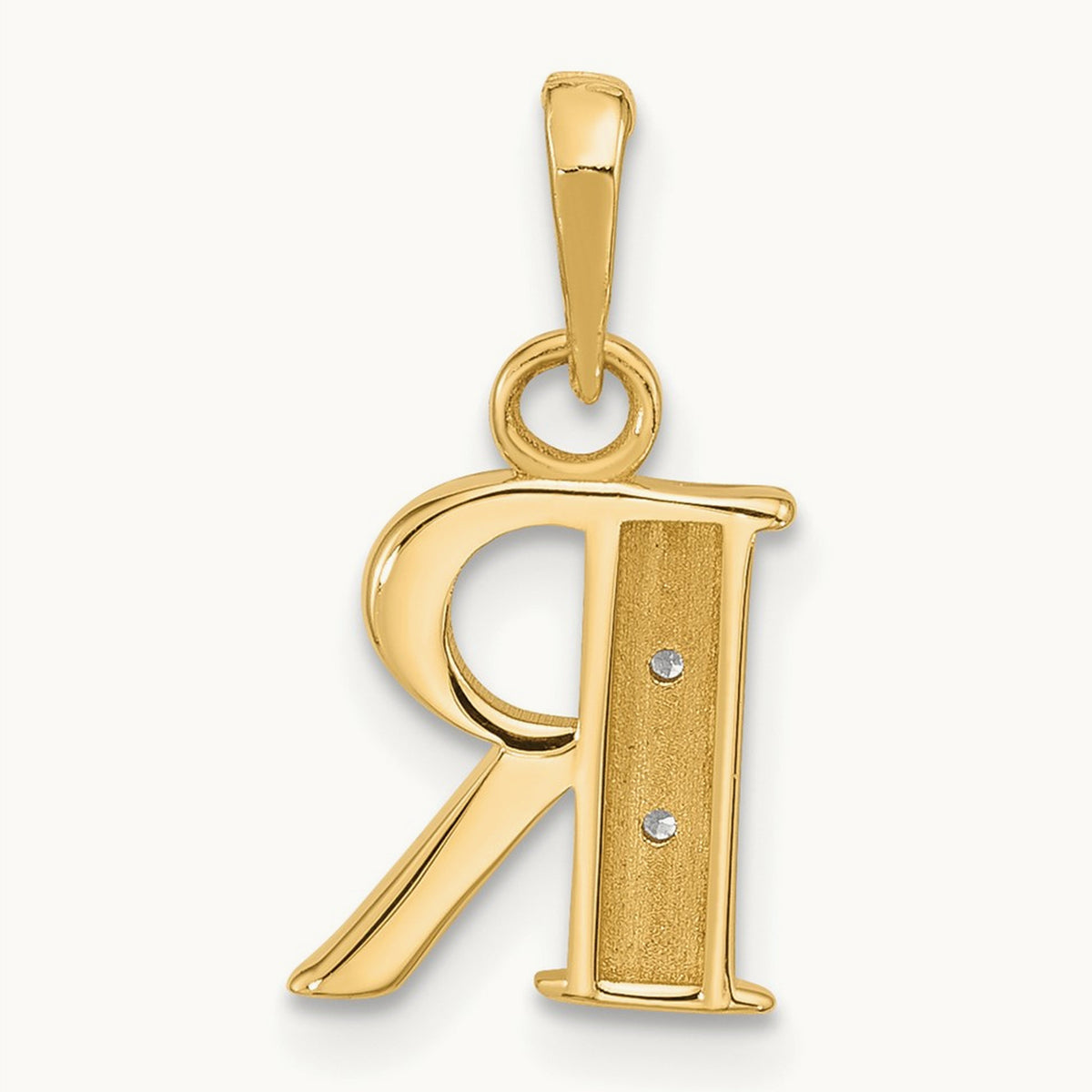 Diamond Letter R Initial Pendant, 14K with Rhodium