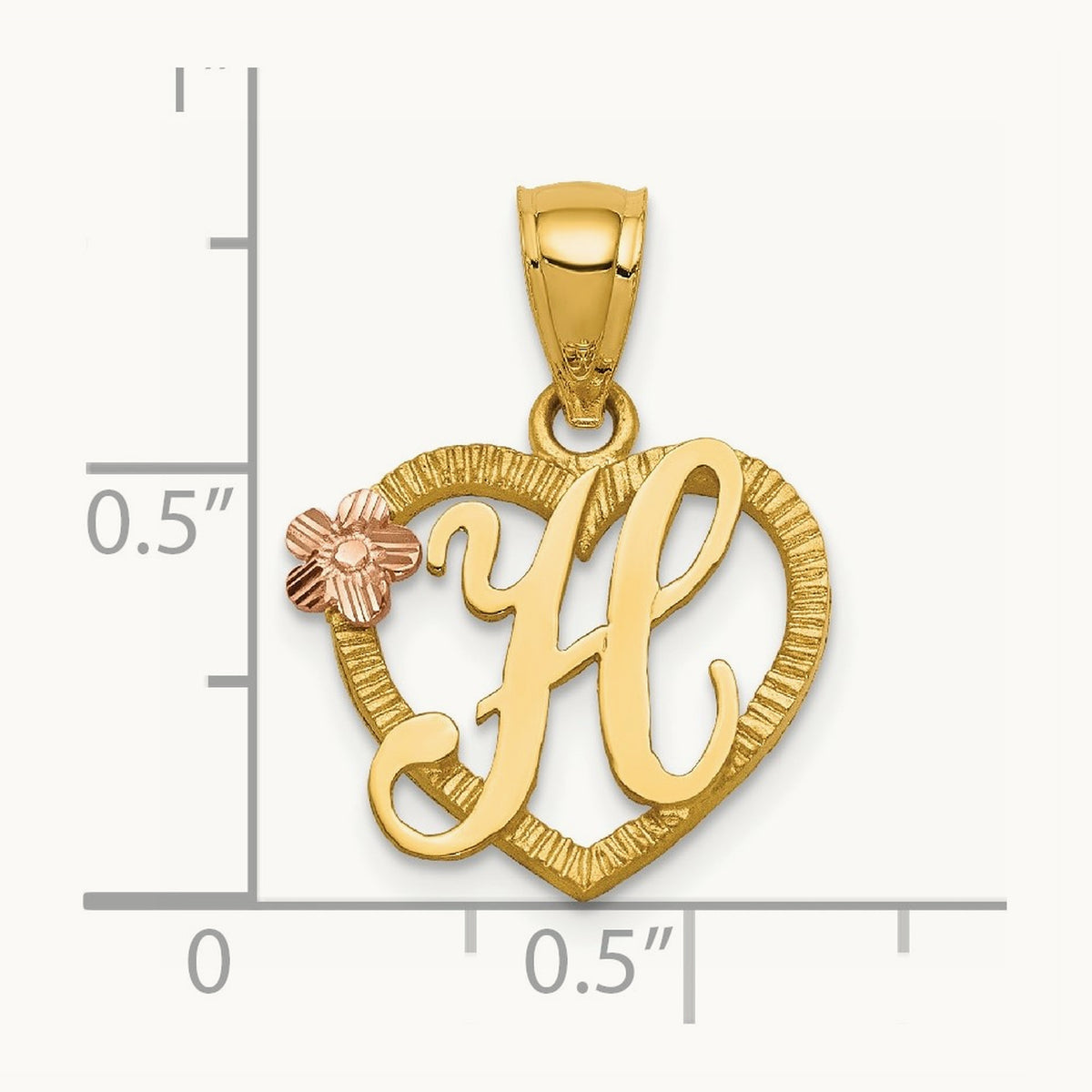 Heart Initial Pendant — 14K Two-Tone Gold, H