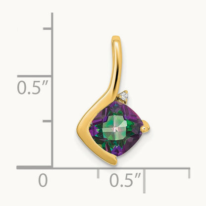 Cushion Mystic Fire Topaz and Diamond Pendant — photo set