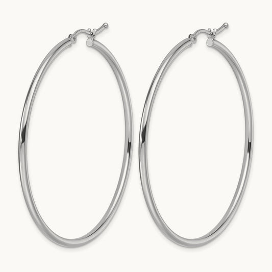 Polished Hoop Earrings, 14K White Gold — Leslie's