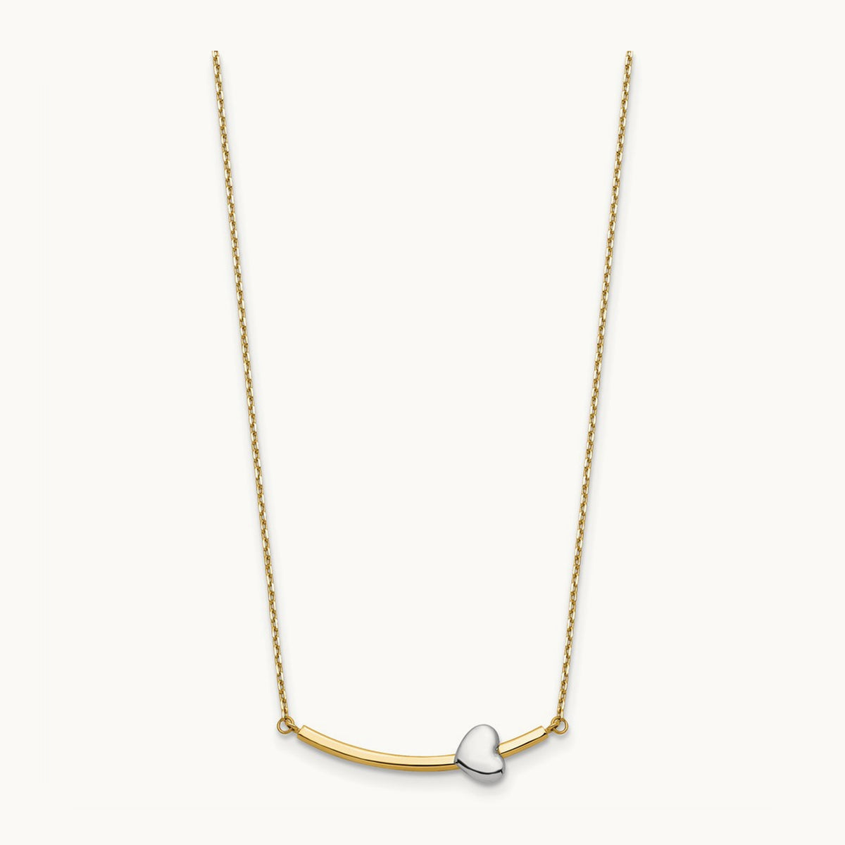 Heart Bar 18 inch Necklace, 14K Two-tone