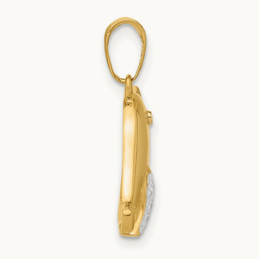 D/C Bird Pendant, 14K with White Rhodium