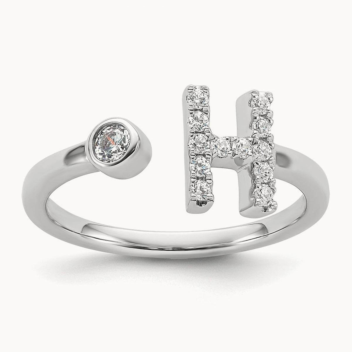 Initial H Adjustable Ring, 0.20 ct tw Lab-Grown Diamond