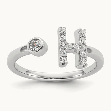 Initial H Adjustable Ring, 0.20 ct tw Lab-Grown Diamond