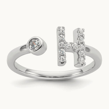 Initial H Adjustable Ring, 0.20 ct tw Lab-Grown Diamond