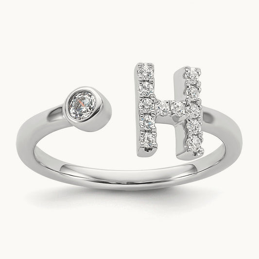 Initial H Adjustable Ring, 0.20 ct tw Lab-Grown Diamond