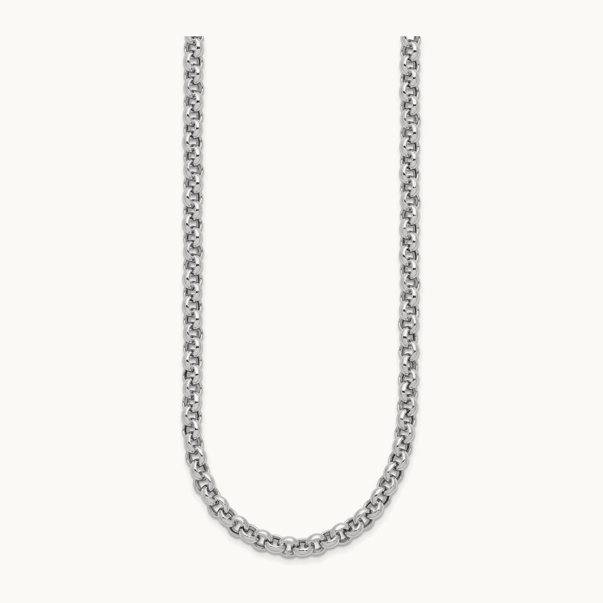 18in Polished Fancy Rolo Link Necklace, 5mm, 14K White Gold
