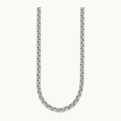 18in Polished Fancy Rolo Link Necklace, 5mm, 14K White Gold