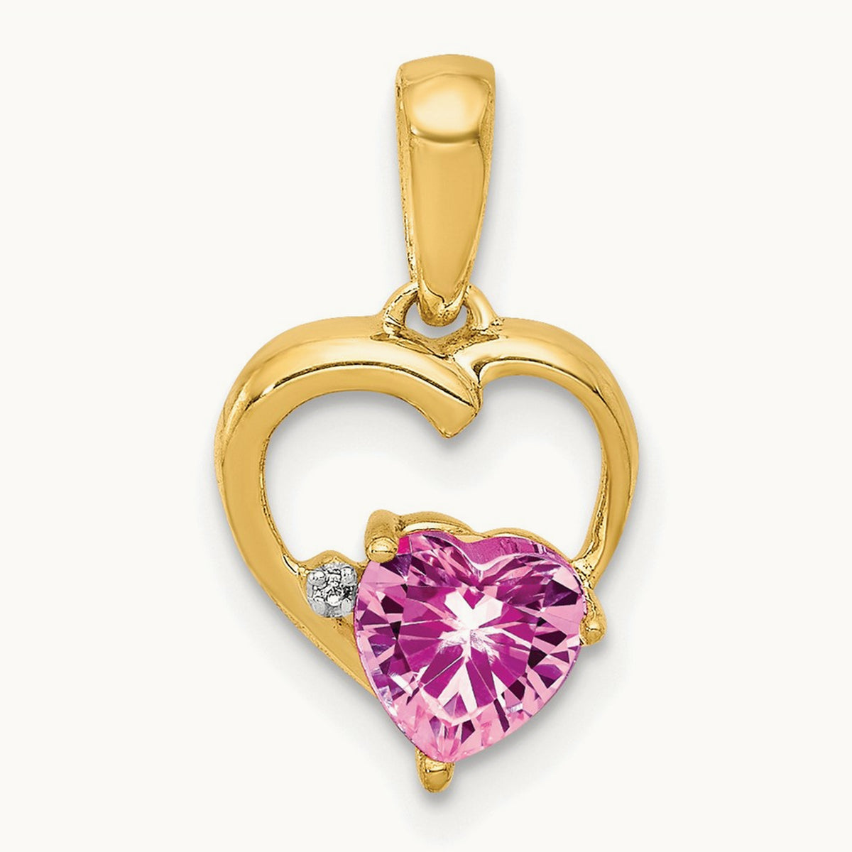 Created Sapphire and Diamond Heart Pendant — photo set