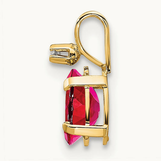Diamond & Ruby Birthstone Pendant — 14K Yellow Gold