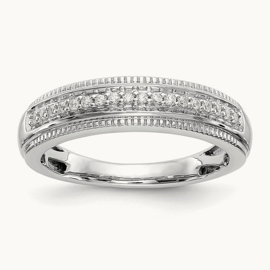 Complete Diamond Trio Men's Wedding Band, 14K White Gold