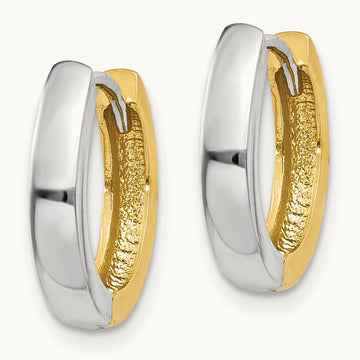 Round Hinged Hoop Earrings, 14K Two-tone