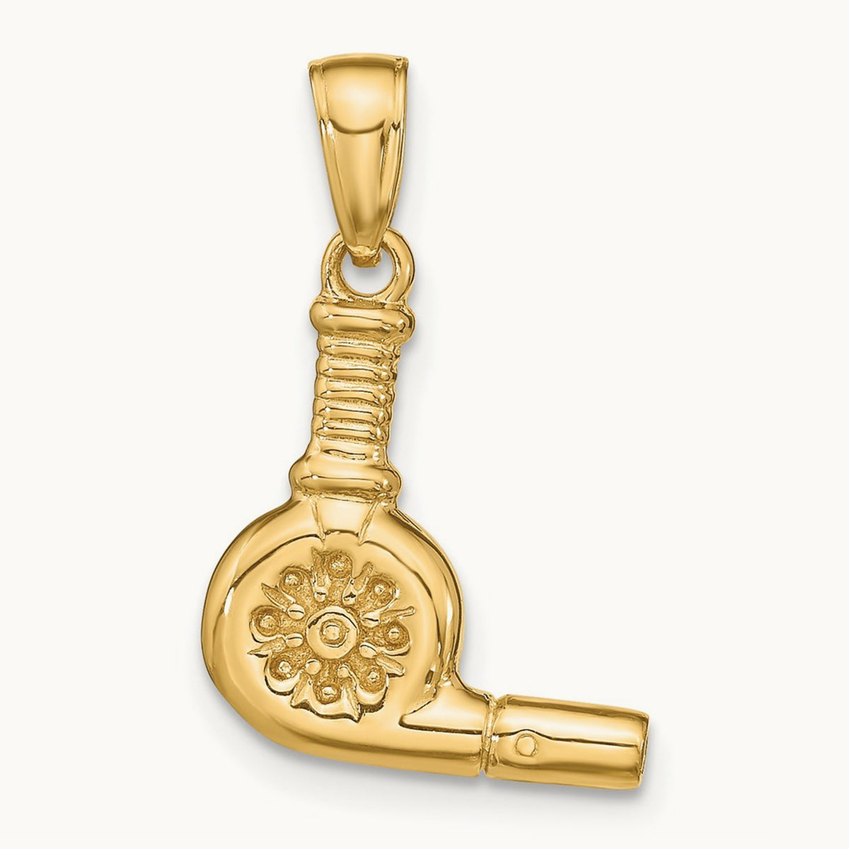 3-D Blow Dryer Pendant, 14K