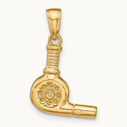 3-D Blow Dryer Pendant, 14K