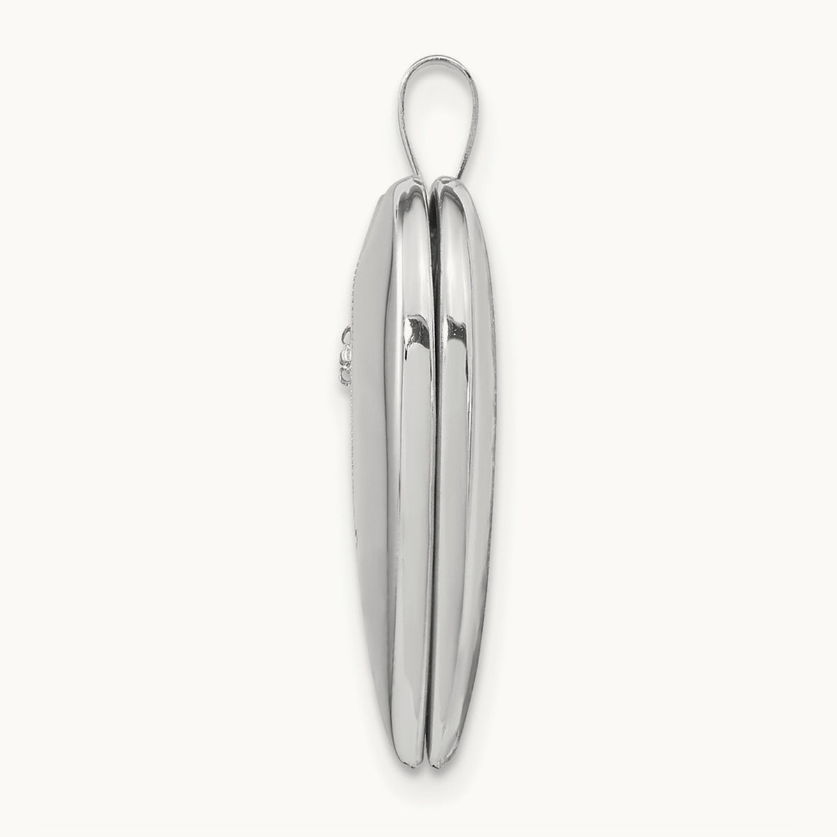 Diamond Polished and Satin Heart Locket — 14K White Gold