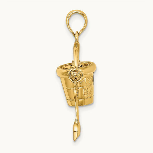 3D MYRTLE BEACH Bucket and Shovel Charm, 14K