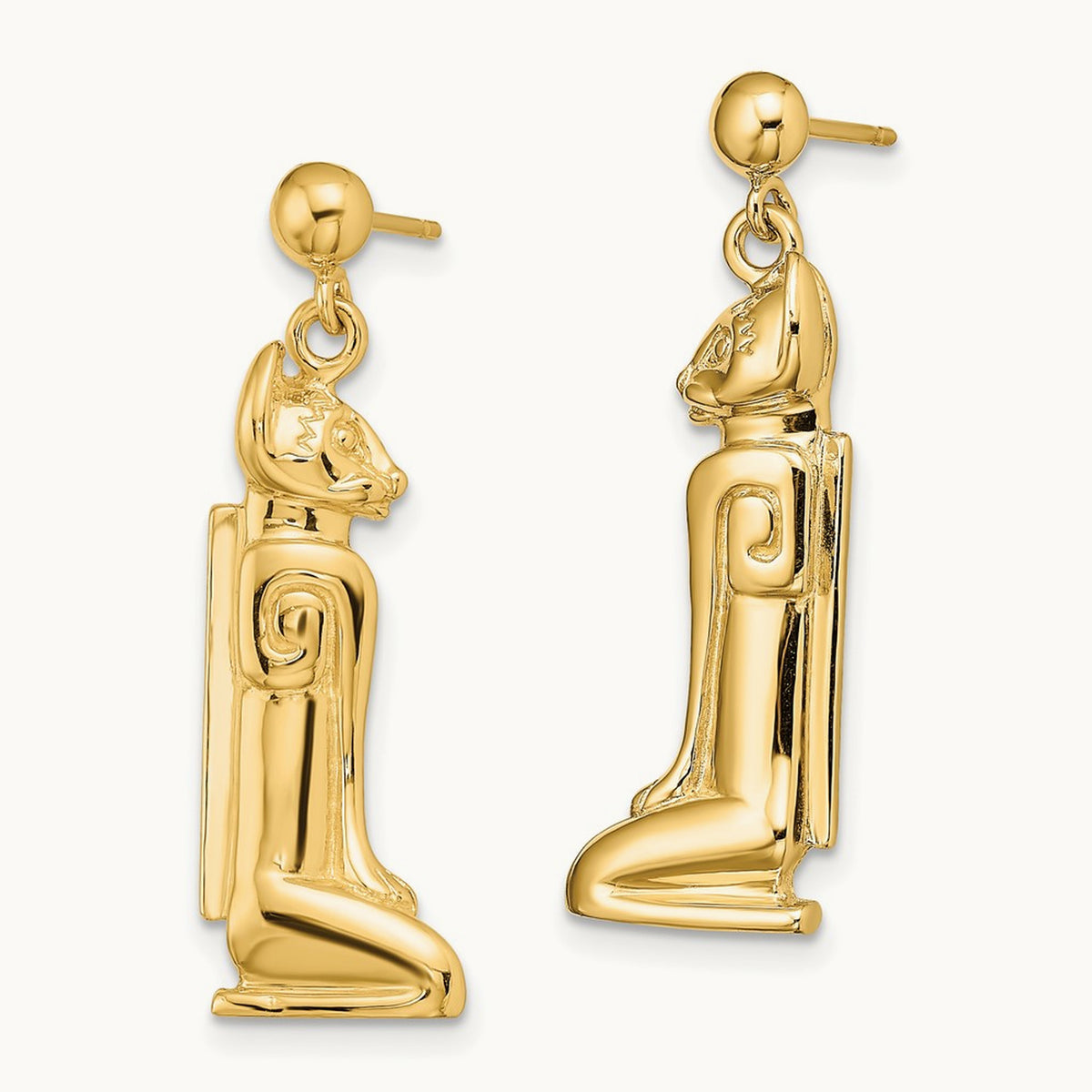 2-D MARCO ISLAND Cat Dangle Earrings, 14K