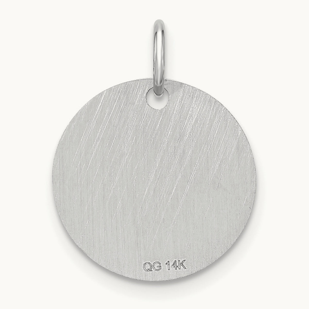 Polished Black Enamel Initial Disk Charm — 14K White Gold, L