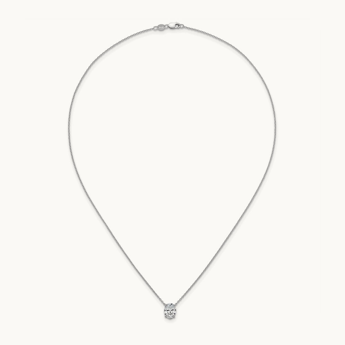 Oval Pendant Necklace, 0.25-4.00 ct tw Lab-Grown Diamond — 1 1/2 ct, 14K White Gold