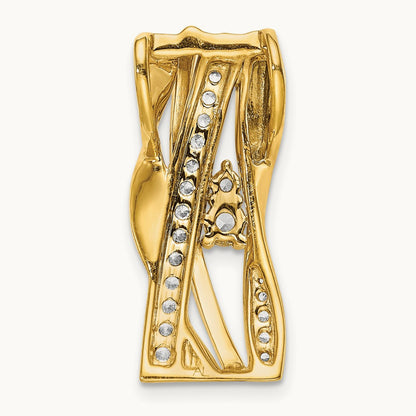 Fashion Curve Bar Chain Slide Pendant, 0.50 ct tw Lab-Grown Diamond