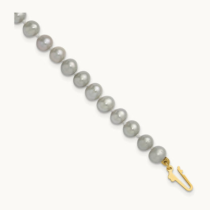 5- Near Round Grey Freshwater Cultured Pearl Bracelet, 6mm, 14K
