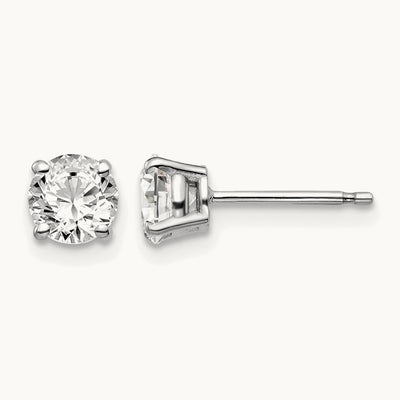 1.00ct I1 J-K Diamond Stud Push-on Post Earrings, 14K White Gold