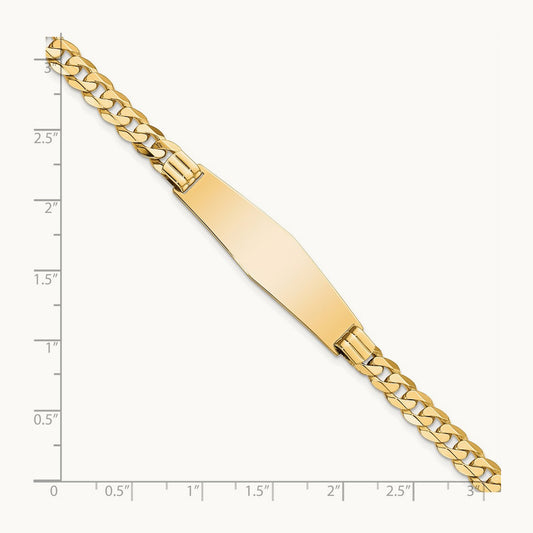 Curb Link Soft Diamond Shape ID Bracelet, 14K