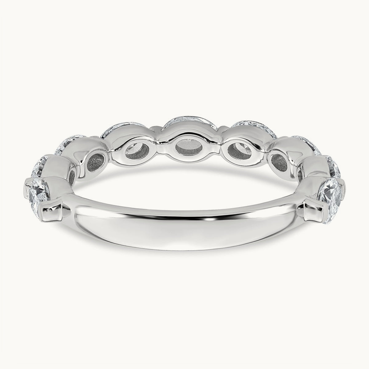 Oval Shape Stones Wedding Band, 1.25-1.75 ct tw Lab-Grown Diamond — 1 3/4 ct, 14K White Gold
