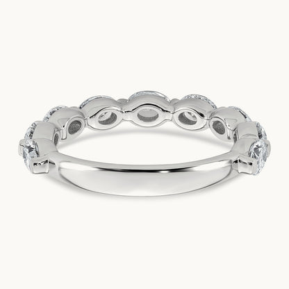 Oval Shape Stones Wedding Band, 1.25-1.75 ct tw Lab-Grown Diamond — 1 3/4 ct, 14K White Gold