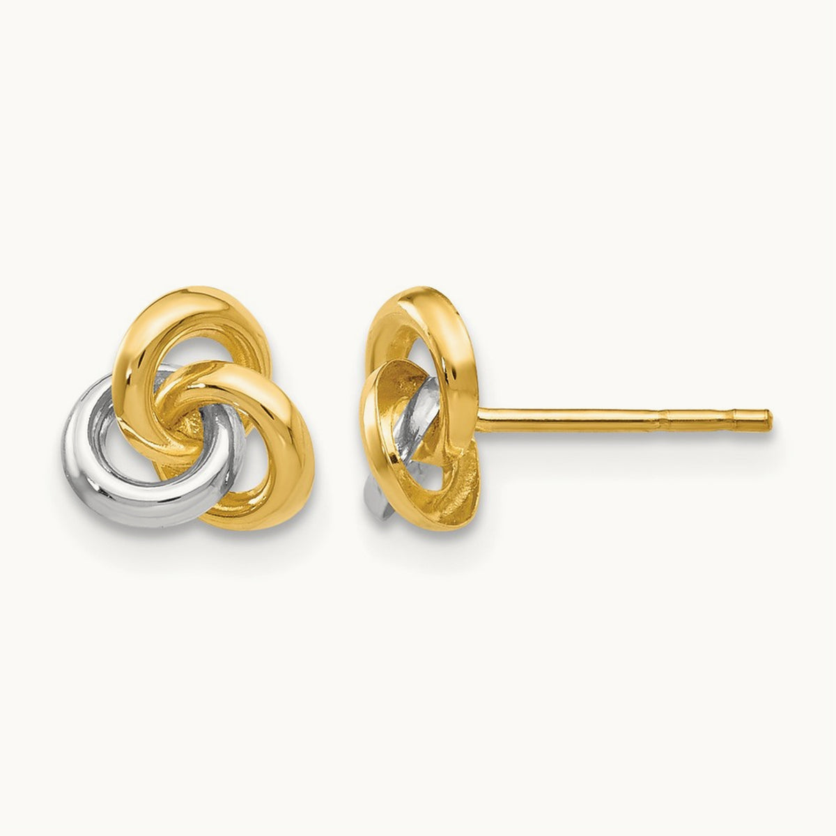 Trinity Knot Earrings — 14K Two-Tone Gold